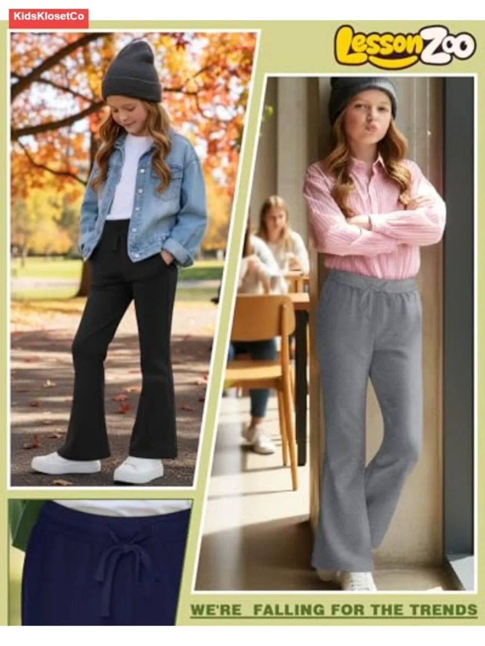 Girls Flared Sweatpants 3 Pack High Waist Drawstring Ankle Pants
